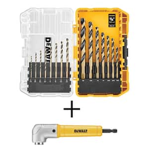 Black and Gold Drill Bit Set with MAXFIT Right Angle Magnetic Attachment (15-Piece)