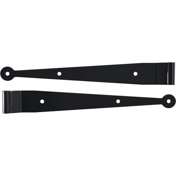SteelTek Strap Hinge 12 in. W with-1/2 in. Offset (Sold as Pair), 304 Stainless Steel, Powder Coated Black