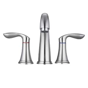 8 in. Widespread Double Handle Bathroom Faucet with Drain Assembly in Brushed Nickel