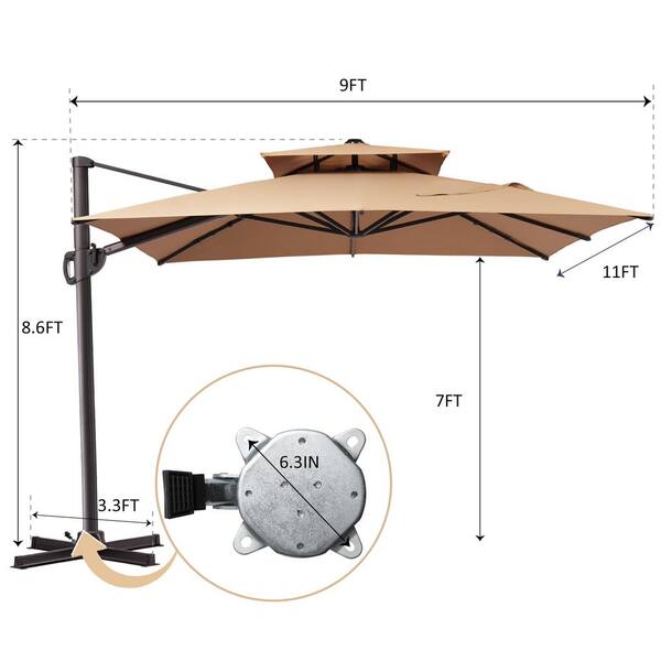 abba patio cantilever umbrella instructions Replacement Canopy for 8’ x 10’ Patio – RipLock 350 Pellebant Double Top 11 ft.