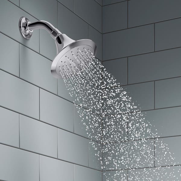Forte 1-Spray Pattern 5.5 in. Single Wall Mount Fixed Shower Head in  Vibrant Brushed Nickel