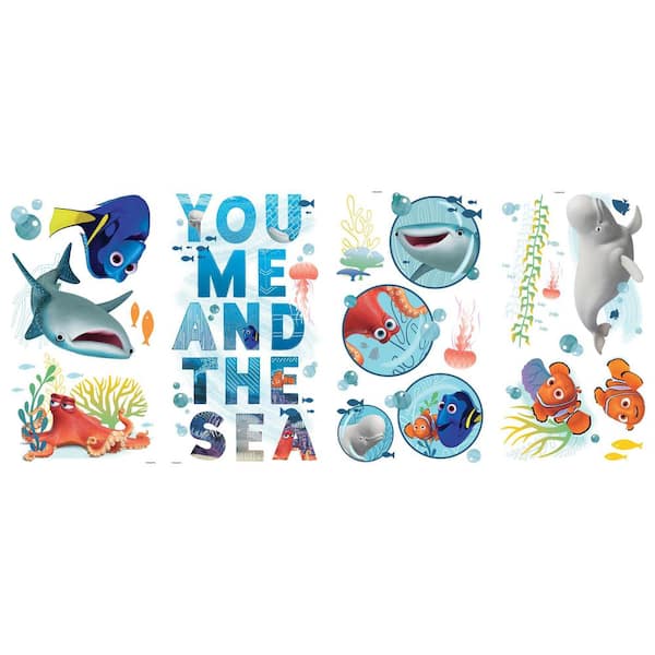 RoomMates 5 in. x 11.5 in. Finding Dory and Friends 19-Piece Peel and Stick Wall Decals