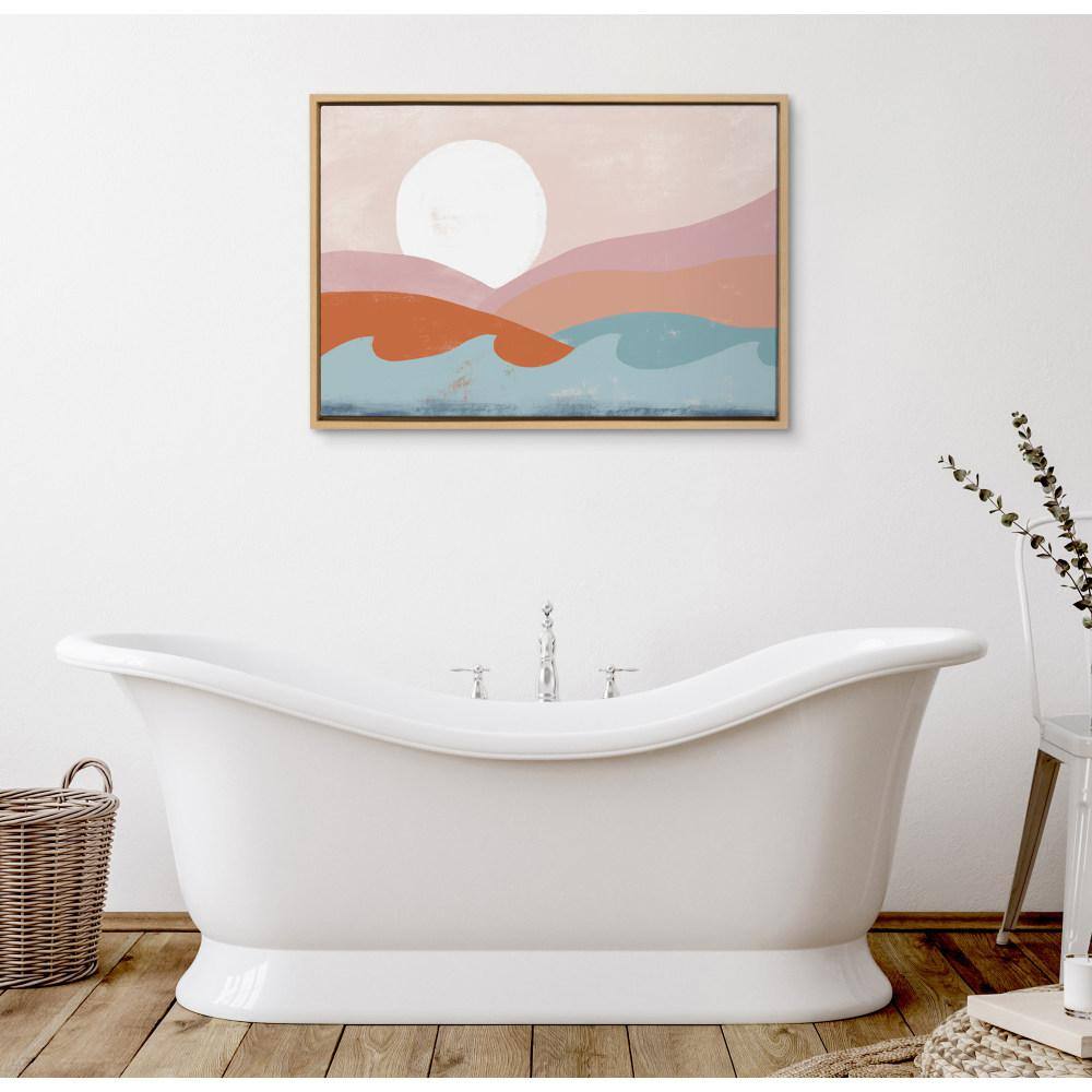 Endless Summer Horizontal Sunset Canvas Print with Natural Frame