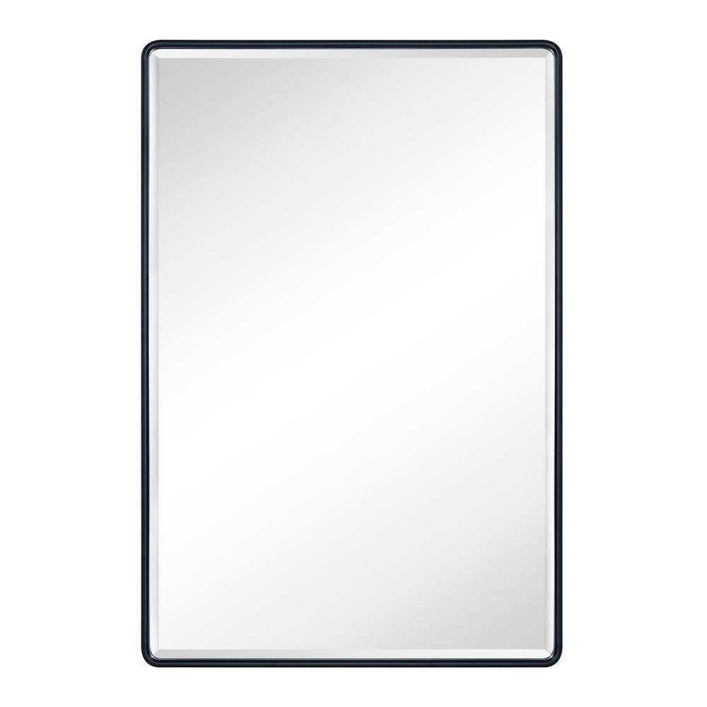Matte Black Metal Recessed Rectangular Medicine Cabinet with Mirror