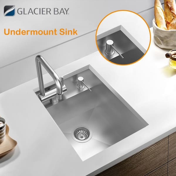 Glacier Bay Gunmetal Black Stainless Steel 32 in. 18-Gauge Single Bowl Undermount Workstation Kitchen Sink