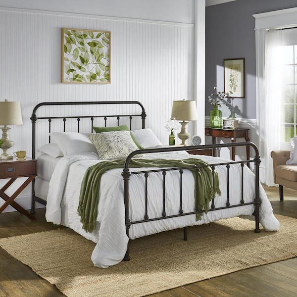 Antique Dark Bronze Antique Graceful Victorian Metal Bed