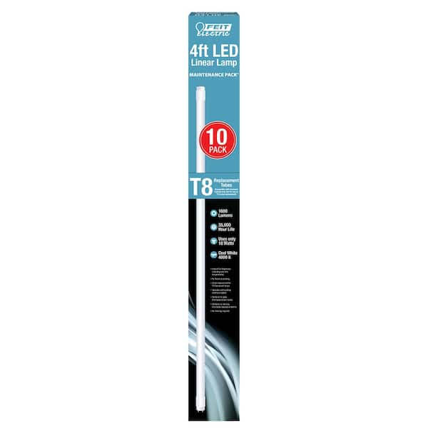 Feit Electric 4 ft. 18-Watt T8 Cool White (4000K) Plug and Play Linear LED Tube Light Bulb Maintenance Pack (10-Pack)