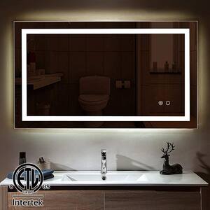 40 in. W x 24 in. H Large Rectangular Frameless LED Light Wall Bathroom Vanity Mirror in Style B