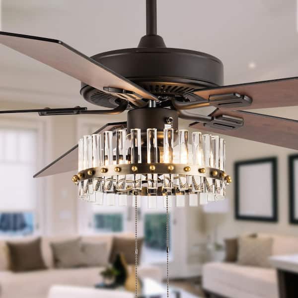 River of Goods Daphne 52 in. LED Indoor Oil Rubbed Bronze Ceiling Fan Only with Light Kit and Downrod Included