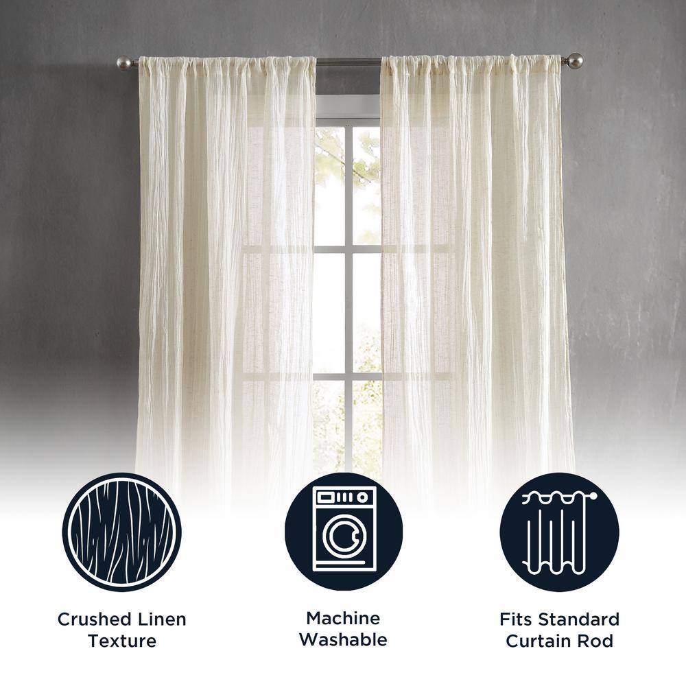 Natural Light-Filtering Linen Blend Curtain Panels, 50'' W x 96'' H