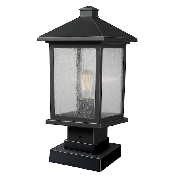 Unbranded Beacon 3-Light Oil Rubbed Bronze 17 in. Pier Mount Light with Clear Beveled Glass and Circular Fitter