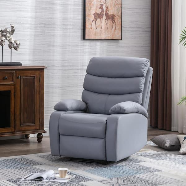 Pinksvdas 30.2 in. Light Grey Standard Manual Tech Faux Leather Recliner  Chair with Padded Seat, Small Recliners for Small Spaces ZY8018 LG - The  Home Depot
