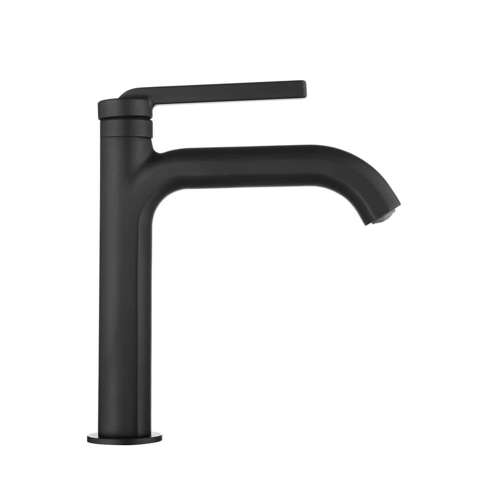 Matte Black Single Handle Mid Arc Bathroom Faucet