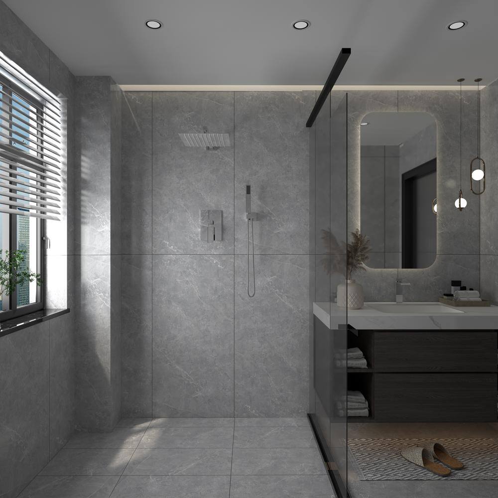 16-Inch Chrome Square Wall Mounted Rain Shower System