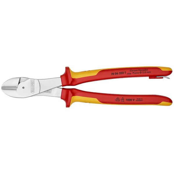 KNIPEX High Leverage Diagonal Cutters-1000V Insulated-Tethered Attachment, 10"