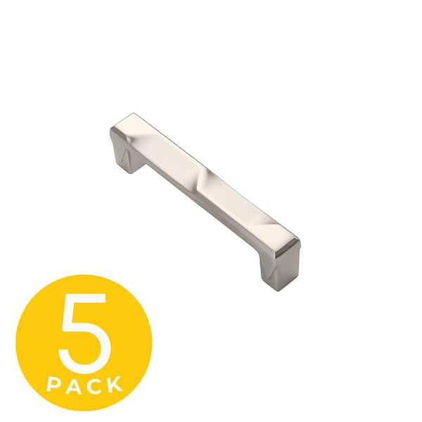 Geiger Series 3-3/4 in. (96 mm) Center-to-Center Modern Satin Nickel Cabinet Handle/Pull (5-Pack)