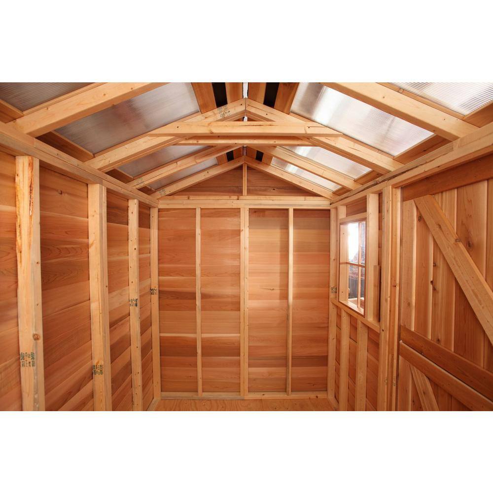 10' x 12' Brown Cedar Wood Shed with Windows and Dutch Door
