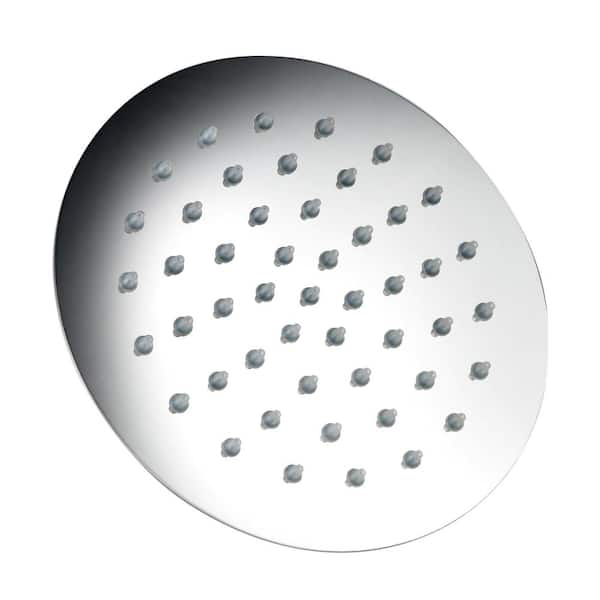 1-Spray 8 in. Round Single Function Fixed Rain Shower Head in Chrome ...