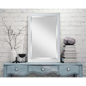 Medium Rectangle Natural White Beveled Glass Casual Mirror (36 in. H x 24 in. W)