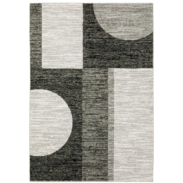 Saturn Gray 5 ft. x 7 ft. Geometric Modern Polypropylene-Nylon Blend Indoor Area Rug