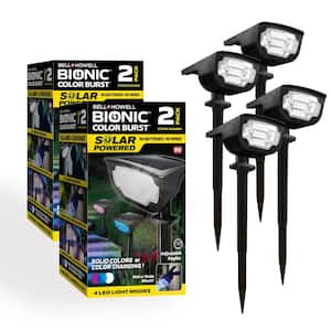 Bionic Color Burst Black Solar Powered 4 Mode Integrated LED Weather Resistant Path Lights (4-Pack)