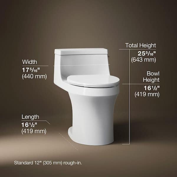 San Souci 12 in. Rough In 1-Piece 1.28 GPF Single Flush Elongated Toilet in White Seat Included