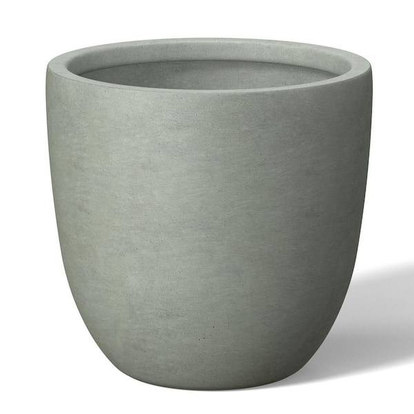 Morrava 18 in. Large Sage Gray (Enhanced Interior) Concrete Round Planter / Pot with Drainage Holes