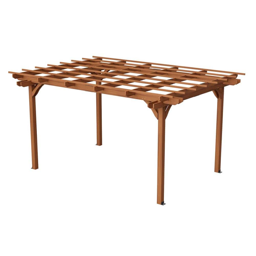 12 ft. x 10 ft. Outdoor Brown Wood Grape Pergola Gazebo for