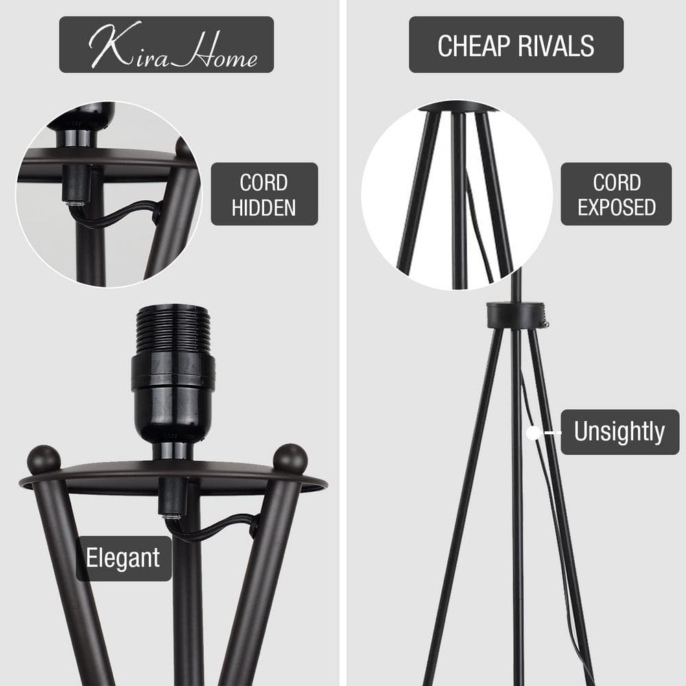 Sadie 60'' Oil-Rubbed Bronze Tripod Floor Lamp with Honey Beige Shade