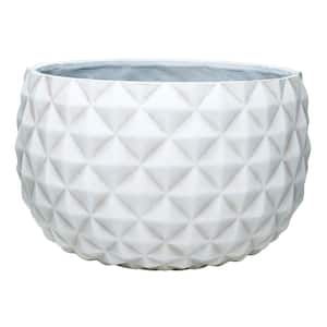 Pineapple Medium 12 in. x 7.5 in. 9 qt. Weathered White Resin Composite Bowl Indoor/Outdoor Planter