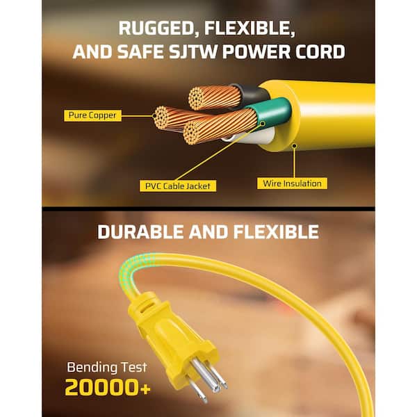 DEWENWILS Heavy Duty 25 ft. 16 / 3 SJTW 13 Amp Retractable Hand
