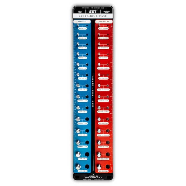 Identibolt PRO 21in Thread Gauge with Magnetic Wall Mount-28 Nut & Bolt Identifier Gauge Measure #6 to ½ & 4mm to 14mm