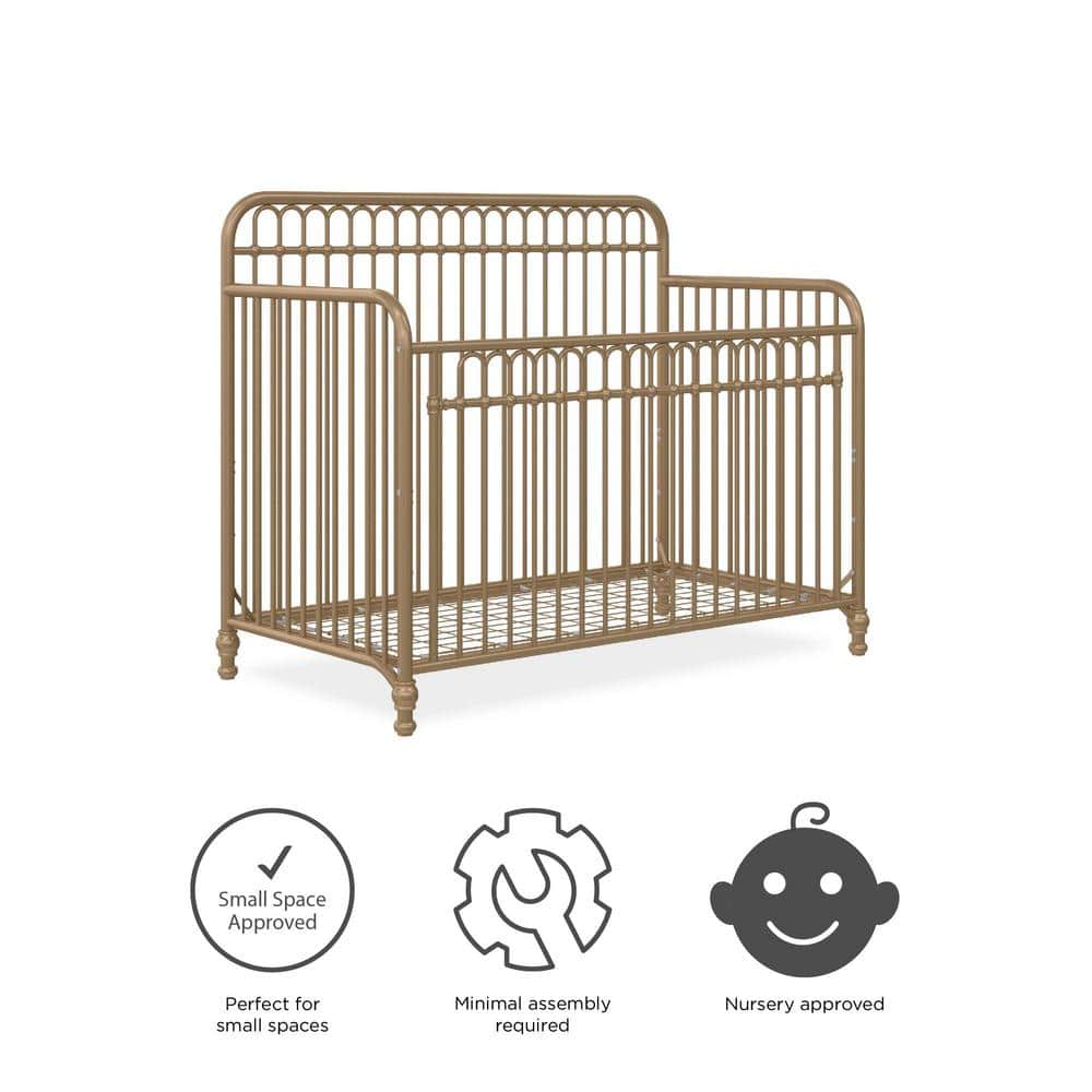 Gold Metal 3-in-1 Convertible Crib with Arched Frame