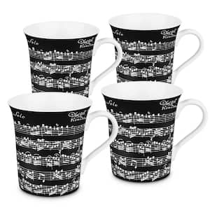 Konitz 4-Piece Vivaldi Libretto Black Porcelain Mug Set