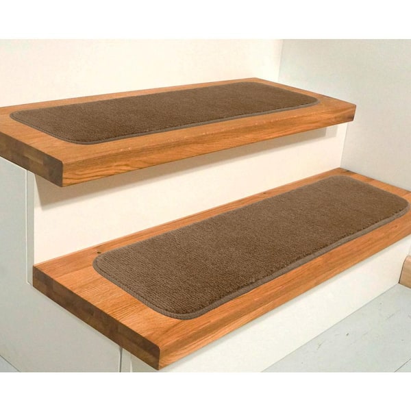 Comfy Collection Beige 8 ½ inch x 30 inch Indoor Carpet Stair Treads Slip Resistant Backing (Set of 13)