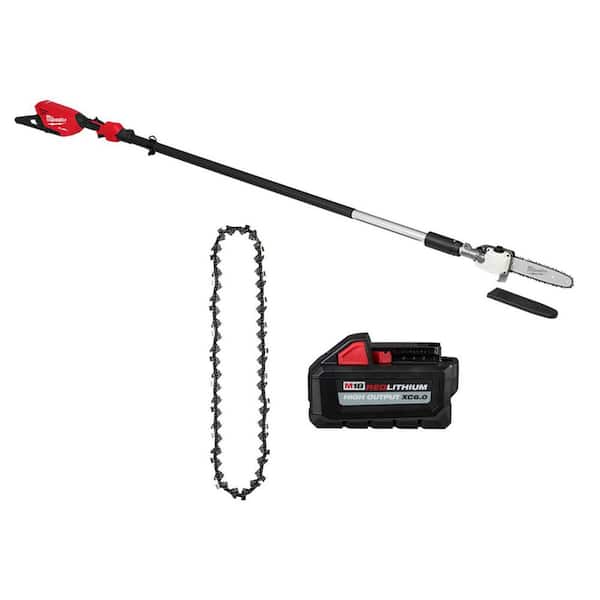 M18 FUEL 10 in. 18V Lithium-Ion Brushless Telescoping Pole Saw, 13 ft. Length, Replacement Chain, M18 6.0 Ah Battery