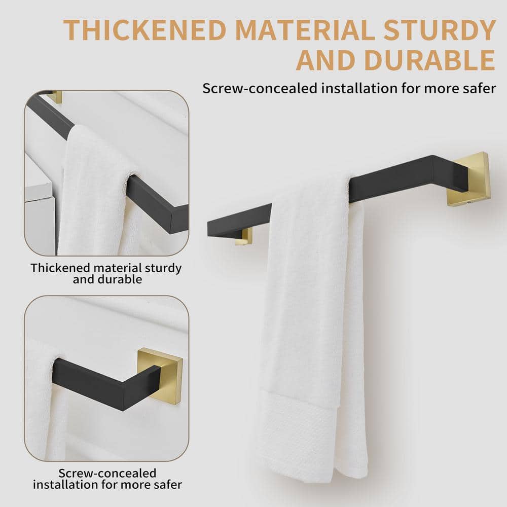 24-Inch Matte Black Stainless Steel Wall Mounted Towel Bar