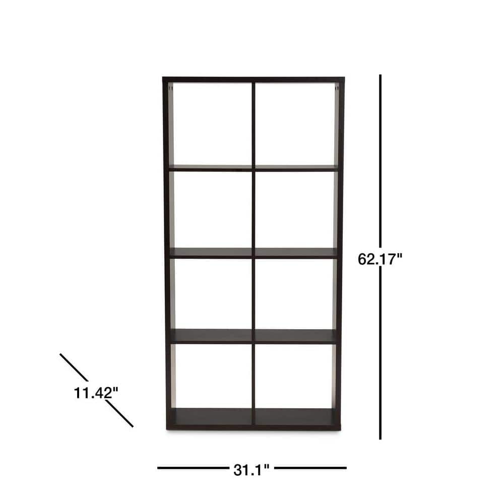 Janne Dark Brown 8-Cube Engineered Wood Multipurpose Storage Shelf