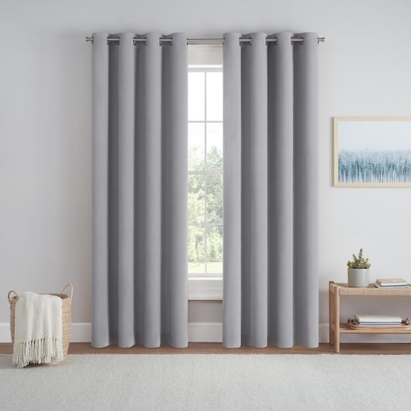 Eclipse Dutchess Haze Polyester Solid 50 in. W x 84 in. L Grommet 100% Blackout Curtain (Single Panel)