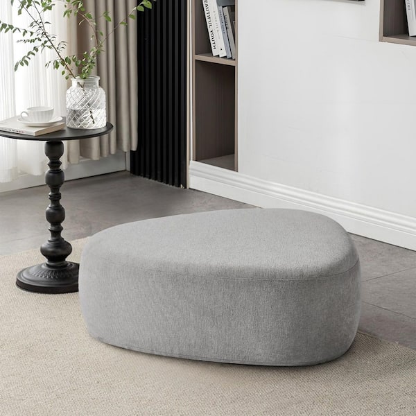 Uixe 44 in. Wide Modern Light Gray Cheese Block Design Chenille
