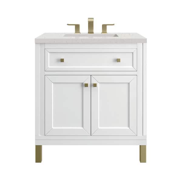 James Martin Vanities Chicago 30.0 in. W x 23.5 in. D x 34.0 in. H Single Bathroom Vanity Glossy White and Lime Delight Quartz Top