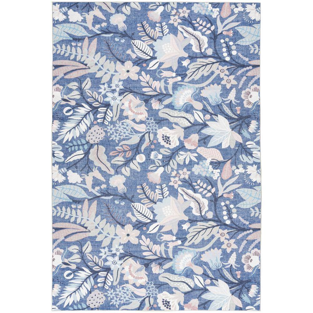 Nourison Washables Navy Multicolor 4 ft. x 6 ft. Botanical Traditional