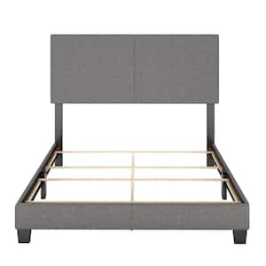 Milan Upholstered Linen Platform Bed, King, Gray