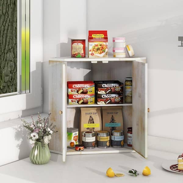 Lynzavix 1-Piece Large Capacity Bamboo Corner Bread Box Set with