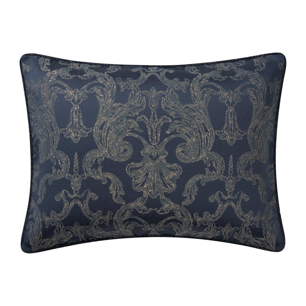 Navy and Gold Reversible Queen Bedspread Set with Tassels