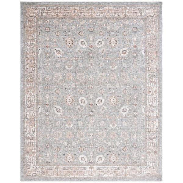 Harlow 8 ft. x 10 ft. Ivory Gray/Sage Border Floral Area Rug