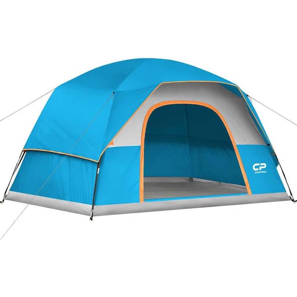 Zeus & Ruta 11 x 7 ft. 6 Person Dome Tents for Camping, Waterproof Windproof Backpacking Tent With Large Mesh Windows in Sky Blue