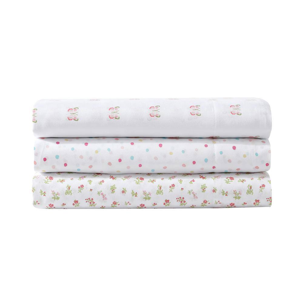 Pink Butterfly Print Twin XL Microfiber Kids Sheet Set