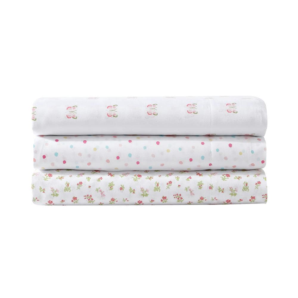 Pink Butterfly Print Kids Full Microfiber Sheet Set