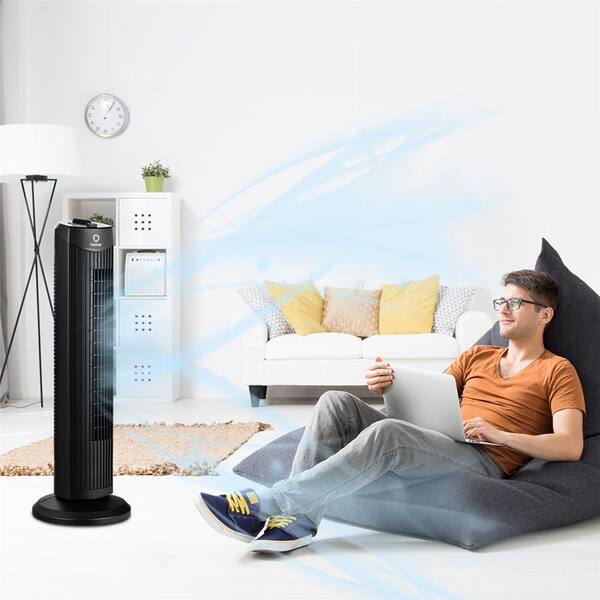 Costway 28 in. Black Oscillating Tower Fan with 3 Wind Speeds 